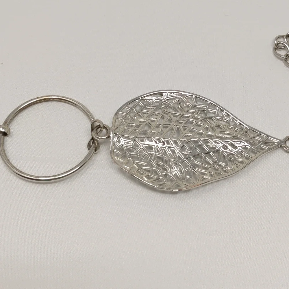 Women's Silver Tone Leaf Chain Belt